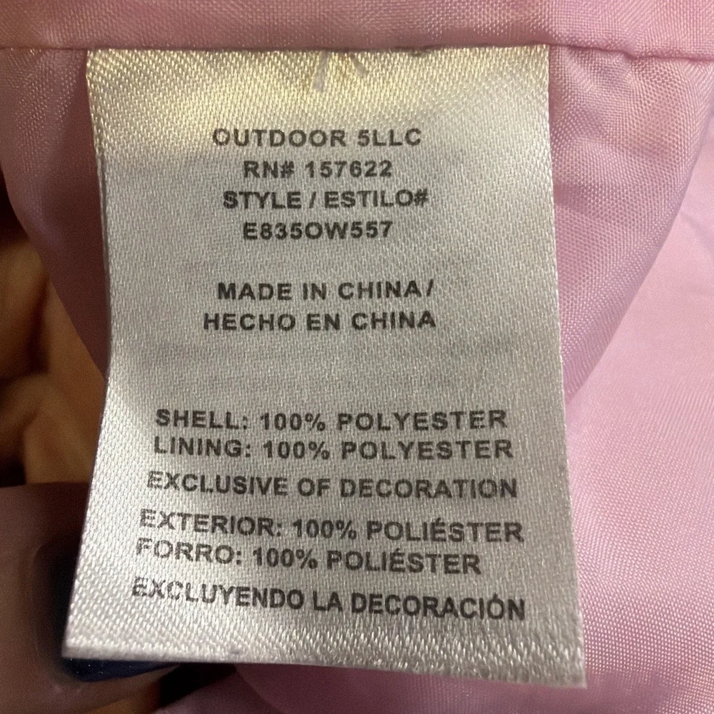 Eddie Bauer Kids M 10/12 Pink Blue Hooded Rain Jacket Windbreaker Girls
